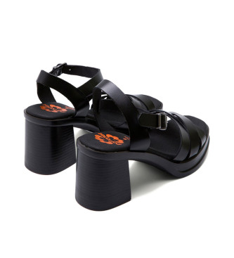 porronet Isis leather sandals black -Height 8cm- -Heel 