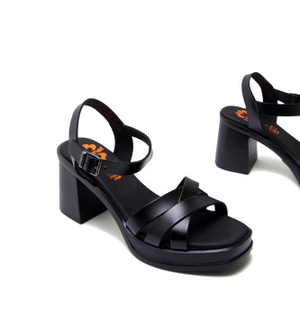porronet Isis leather sandals black -Height 8cm- -Heel 