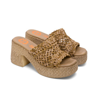 porronet Judith brown leather sandals -Height heel 8cm- -Height 8cm 