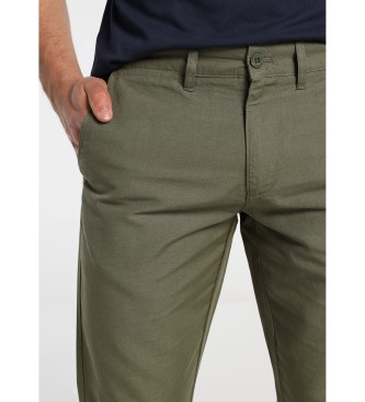 Bendorff Pantaloni chino in lino e cotone verde