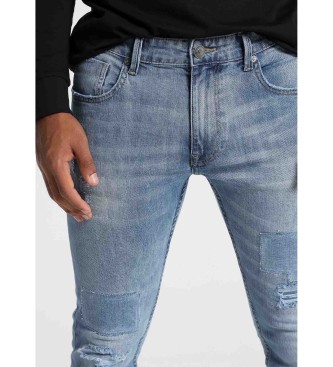 Six Valves Jeans Denim Medium Hellblau Damage | Skinny blau