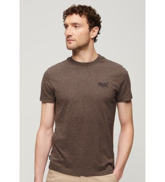 Superdry T-shirt i kologisk bomuld med brunt Essential-logo