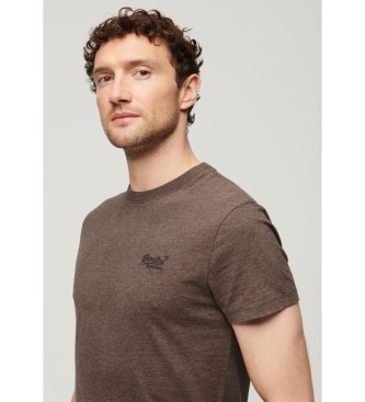 Superdry T-shirt in cotone biologico con logo Essential marrone