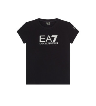 EA7 T-shirt brilhante de manga curta preta