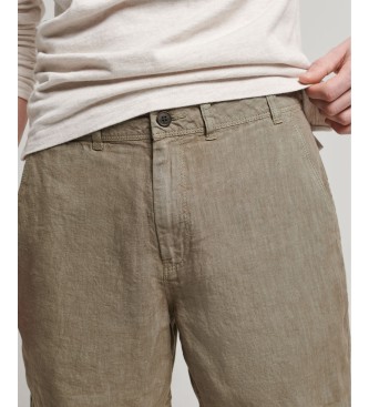 Superdry Brown overdyed linen shorts