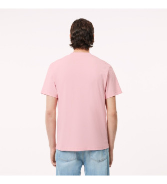 Lacoste Różowa koszulka o klasycznym kroju