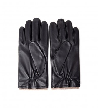 Hackett London Leren gevoerde handschoenen zwart