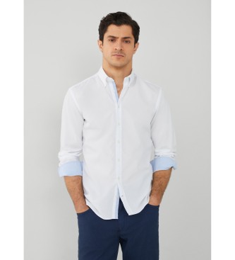 Hackett London Camisa de textura branca com rebordo Branco