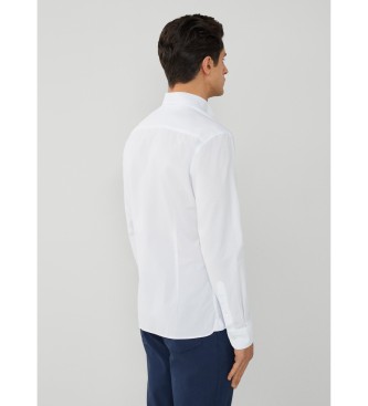 Hackett London Obrezana bela teksturirana srajca Bela