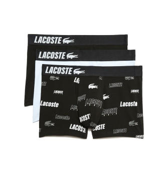 Lacoste Frpackning med 3 boxershorts i svart och marinbl bomull med stretch