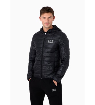 EA7 Core Identity zložljiva prešita jakna s kapuco, črna