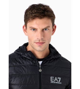 EA7 Core Identity opvouwbare gewatteerde jas met capuchon, zwart