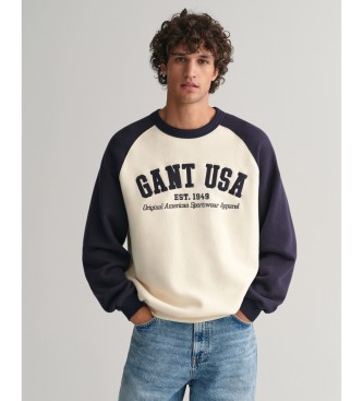Gant Bluza crewneck GANT USA kremowo-biała
