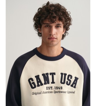 Gant Bluza crewneck GANT USA kremowo-biała