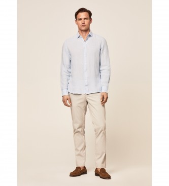 Hackett London Linen Fit Slim Shirt blue