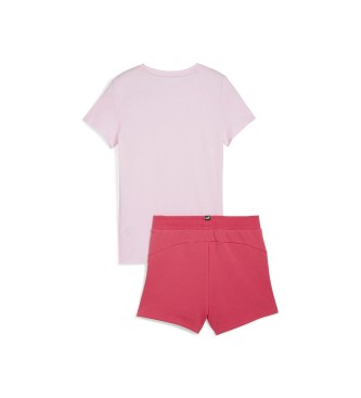 Puma Set maglietta e pantaloncini rosa con logo