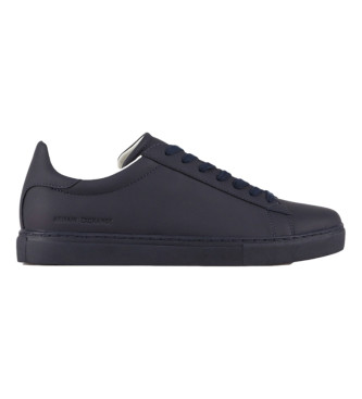 Armani Exchange Navy glad leren sneakers