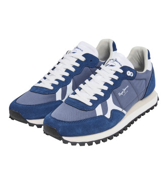 Pepe Jeans Brit-On Sneakers i lder med tryck marinbl