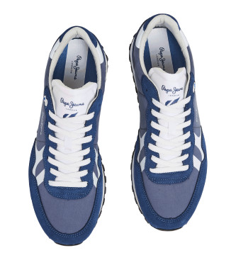 Pepe Jeans Brit-On Sneakers i lder med tryck marinbl