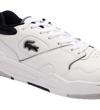 Lacoste Lineshot lder-sneakers med kontrastfarvet hvid krave