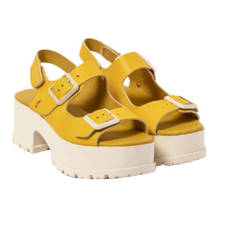 Art 1821 yellow leather sandals -Height 6cm heels