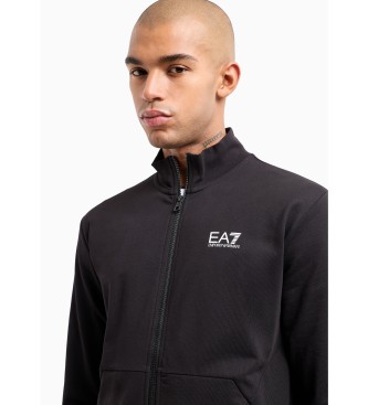 EA7 Bombažni pulover Visibility črne barve