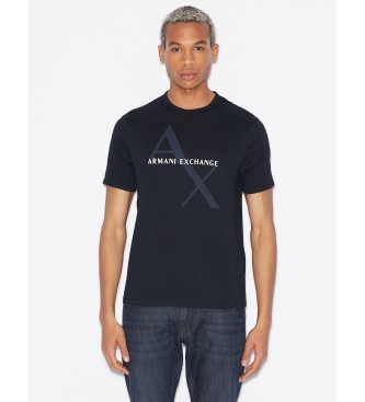 Armani Exchange Granatowy T-shirt z dzianiny