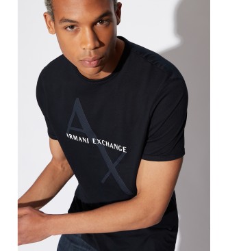 Armani Exchange Granatowy T-shirt z dzianiny