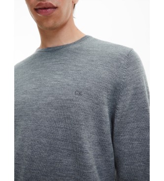 Calvin Klein Pulover iz merino volne sive barve