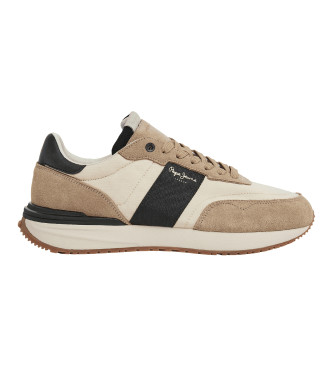 Pepe Jeans Buster Tape beige leather slippers