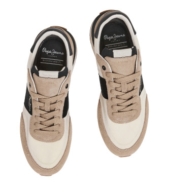 Pepe Jeans Buster Tape beige leather slippers