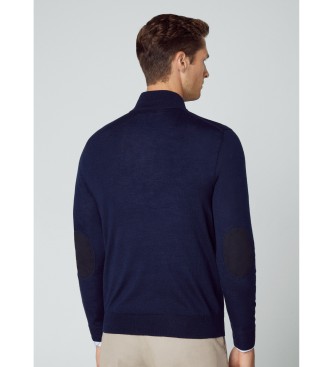 Hackett London Merino Silk Zipper Sweater marinbl