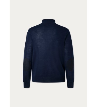 Hackett London Merino Silk Zipper Sweater marinbl