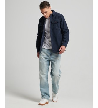 Superdry Vintage marineblaues Kord-berhemd