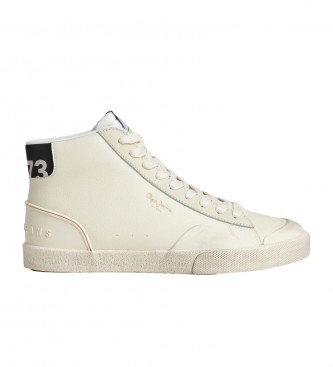 Pepe Jeans Baskets en cuir Kenton Vintagehigh blanc