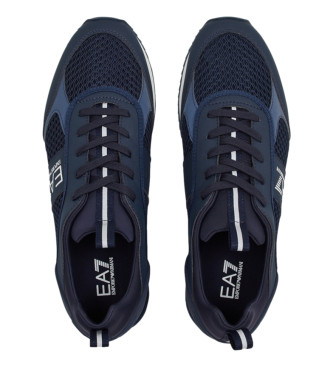 EA7 Sneakers con lacci blu scuro in bianco e nero