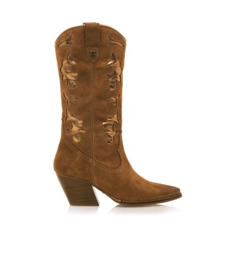 Mustang Brown Missouri leather boots -Height 5cm heel