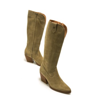 Mustang Greenish brown Missouri leather boots -Height heel 5cm