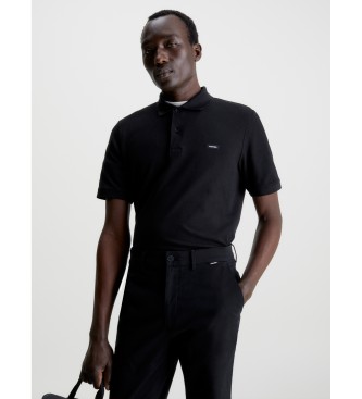 Calvin Klein Polo Slim Piqu Elastisch zwart