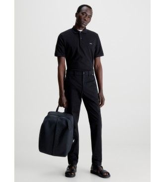 Calvin Klein Polo Slim Piqu Elastisch zwart