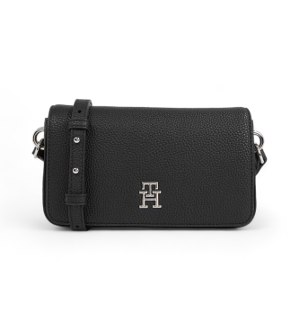 Tommy Hilfiger TH Emblem torbica za na ramo z zavihkom črna