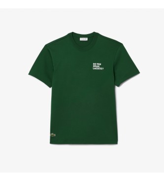 Lacoste T-shirt med slogan p ryggen i grnt