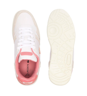 Lacoste Sneakers i lder med kontrasterande T-Clip vit