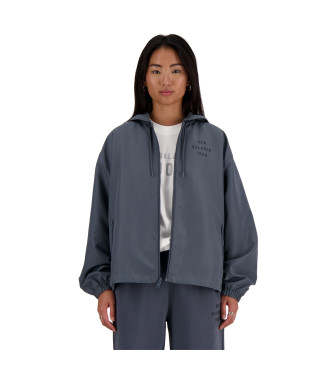 New Balance Ikonična tkana temno siva univerzitetna jakna