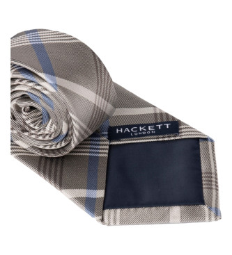 Hackett London Seidenkrawatte Karo beige