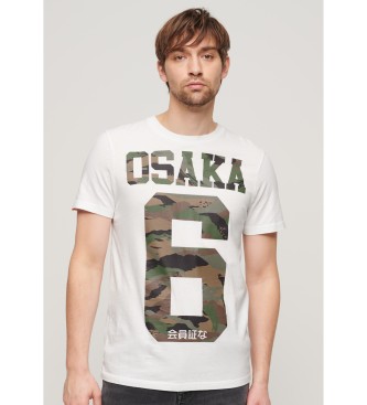 Superdry Koszulka w kamuflażu Osaka 6 Standard White