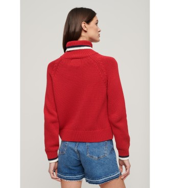 Superdry Pull amricain en tricot avec col rabattu rouge