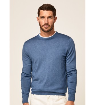 Hackett London Maglione merino girocollo blu