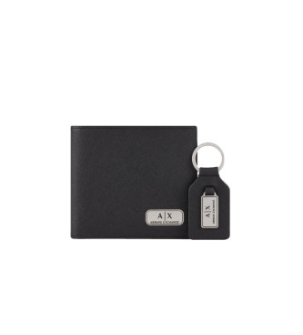 Armani Exchange Black wallet and key ring set