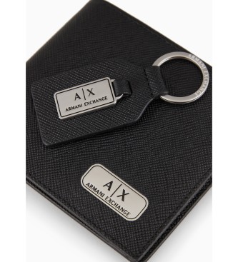 Armani Exchange Conjunto de carteira e porta-chaves preto